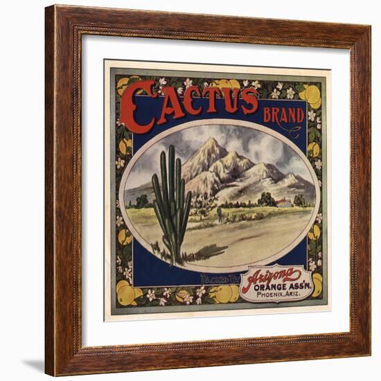 Cactus Brand - Phoenix, Arizona - Citrus Crate Label-Lantern Press-Framed Art Print