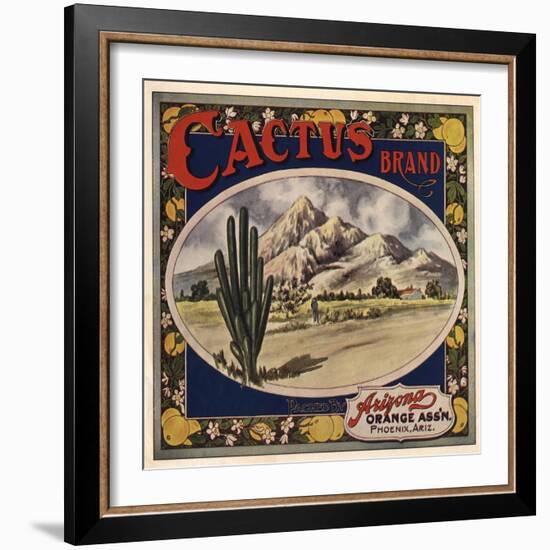 Cactus Brand - Phoenix, Arizona - Citrus Crate Label-Lantern Press-Framed Art Print