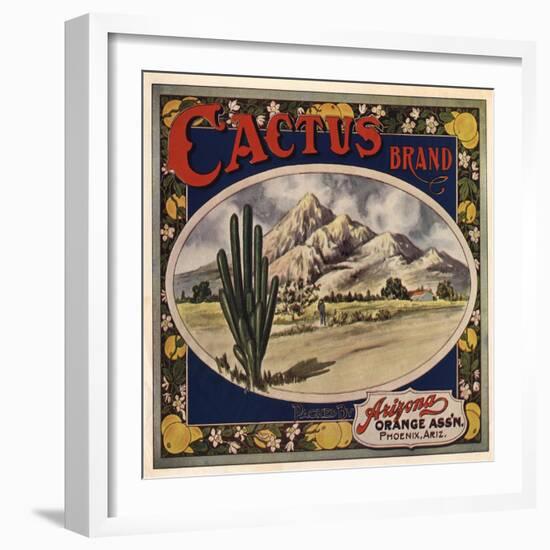 Cactus Brand - Phoenix, Arizona - Citrus Crate Label-Lantern Press-Framed Art Print