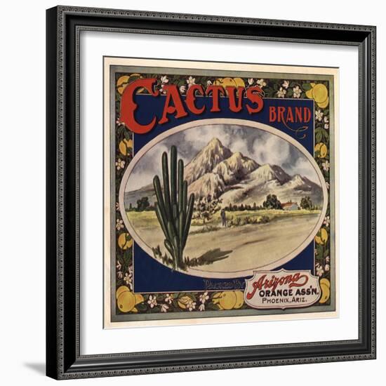 Cactus Brand - Phoenix, Arizona - Citrus Crate Label-Lantern Press-Framed Art Print