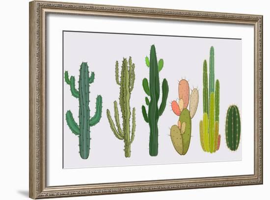 Cactus Collection in Vector Illustration-Roberto Chicano-Framed Art Print