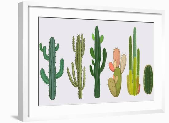 Cactus Collection in Vector Illustration-Roberto Chicano-Framed Art Print