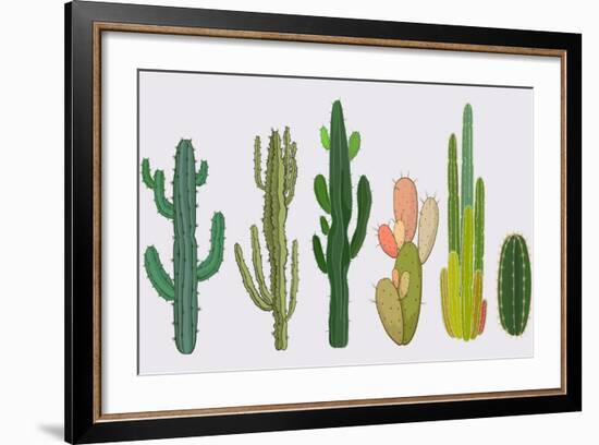 Cactus Collection in Vector Illustration-Roberto Chicano-Framed Art Print