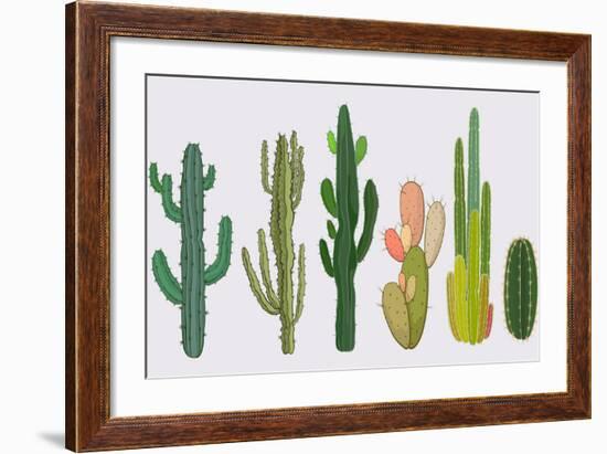 Cactus Collection in Vector Illustration-Roberto Chicano-Framed Art Print