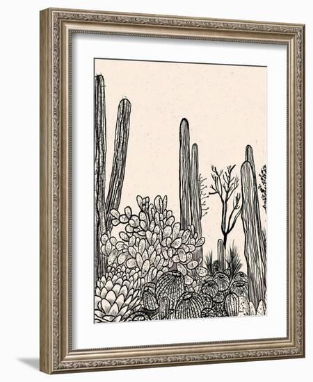 Cactus Drawing II-Walker Noble-Framed Art Print