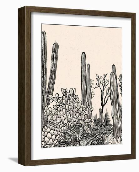 Cactus Drawing II-Walker Noble-Framed Art Print