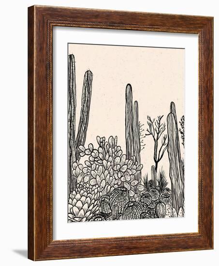 Cactus Drawing II-Walker Noble-Framed Art Print