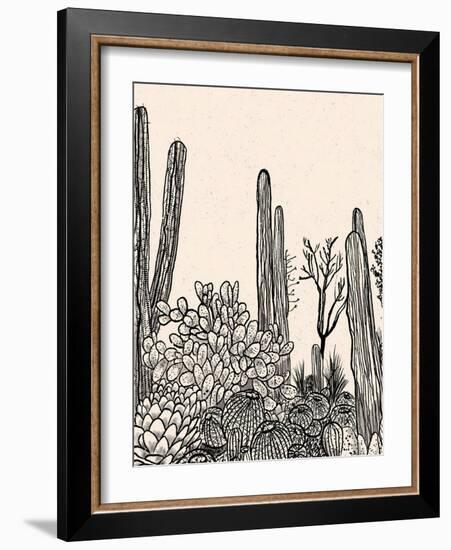 Cactus Drawing II-Walker Noble-Framed Art Print