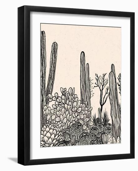 Cactus Drawing II-Walker Noble-Framed Art Print