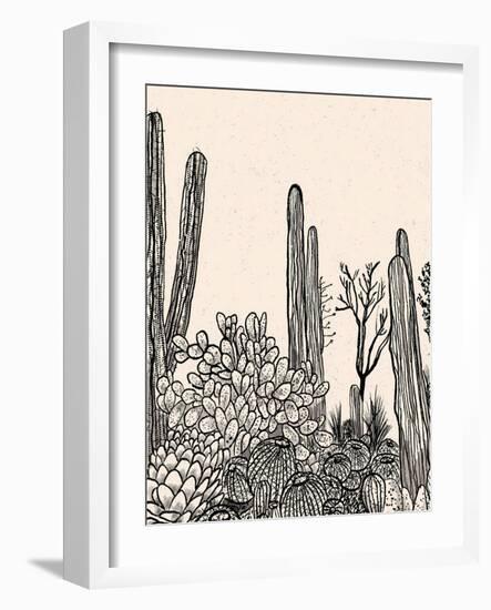 Cactus Drawing II-Walker Noble-Framed Art Print