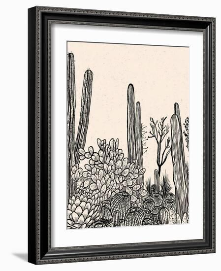 Cactus Drawing II-Walker Noble-Framed Art Print