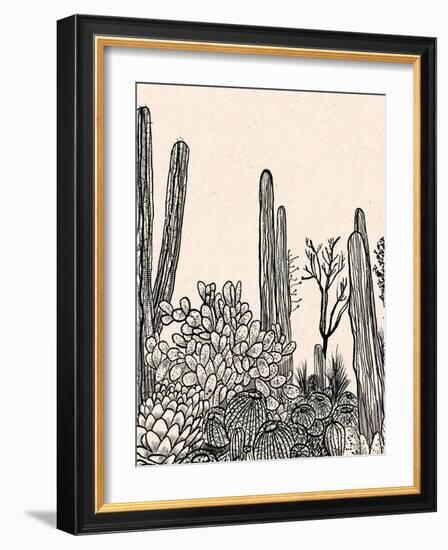 Cactus Drawing II-Walker Noble-Framed Art Print