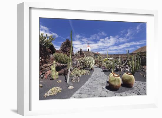 Cactus garden (Jardin de Cactus) by Cesar Manrique, UNESCO Biosphere Reserve, Guatiza, Spain-Markus Lange-Framed Photographic Print