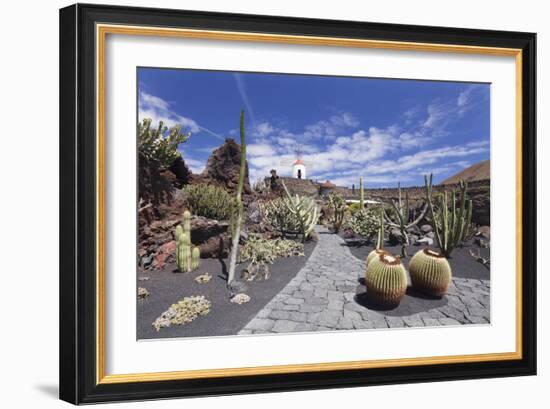 Cactus garden (Jardin de Cactus) by Cesar Manrique, UNESCO Biosphere Reserve, Guatiza, Spain-Markus Lange-Framed Photographic Print