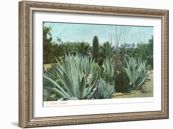 Cactus Garden with Agave--Framed Art Print