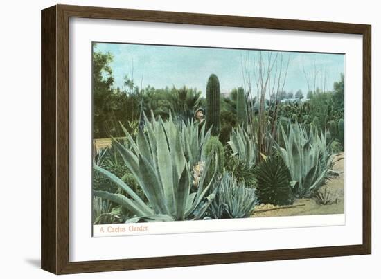 Cactus Garden with Agave--Framed Art Print