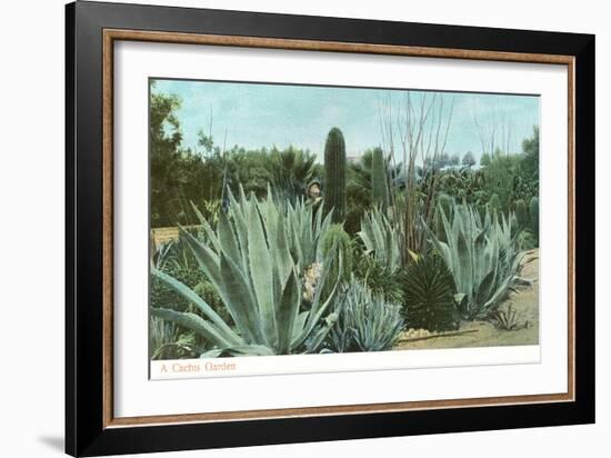 Cactus Garden with Agave--Framed Art Print