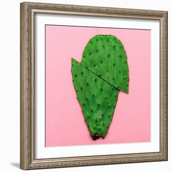 Cactus on Pink Background. Minimal Design Photo-Evgeniya Porechenskaya-Framed Photographic Print