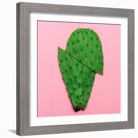 Cactus on Pink Background. Minimal Design Photo-Evgeniya Porechenskaya-Framed Photographic Print