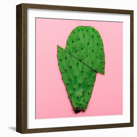 Cactus on Pink Background. Minimal Design Photo-Evgeniya Porechenskaya-Framed Photographic Print