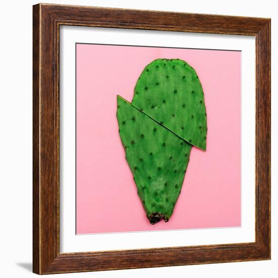 Cactus on Pink Background. Minimal Design Photo-Evgeniya Porechenskaya-Framed Photographic Print