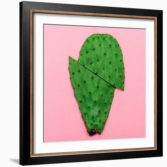 Cactus on Pink Background. Minimal Design Photo-Evgeniya Porechenskaya-Framed Photographic Print