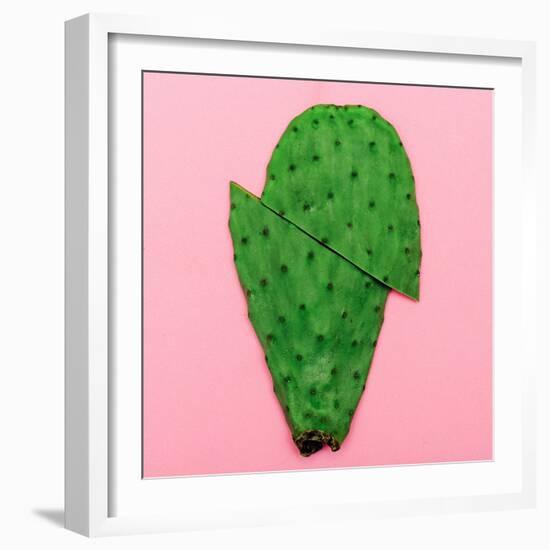 Cactus on Pink Background. Minimal Design Photo-Evgeniya Porechenskaya-Framed Photographic Print