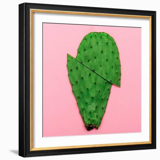 Cactus on Pink Background. Minimal Design Photo-Evgeniya Porechenskaya-Framed Photographic Print