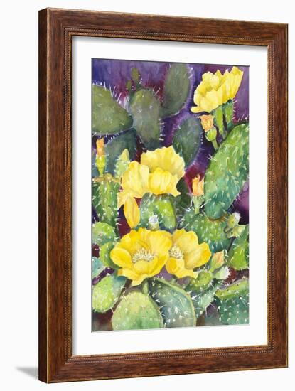 Cactus with Yellow Blooms-Joanne Porter-Framed Giclee Print