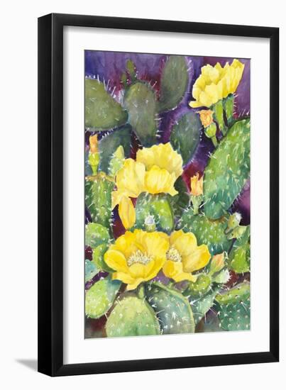 Cactus with Yellow Blooms-Joanne Porter-Framed Giclee Print