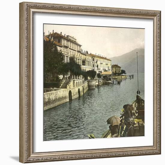 Cadenabbia (Italy), the Village Seen from Lake Como, Circa 1890-Leon, Levy et Fils-Framed Photographic Print