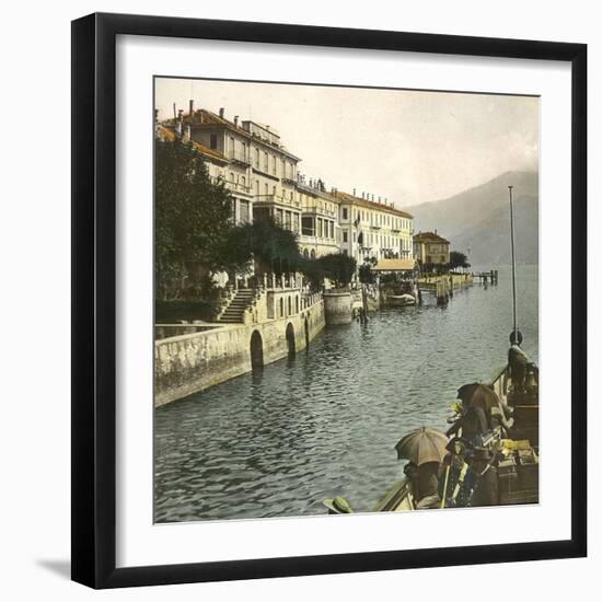 Cadenabbia (Italy), the Village Seen from Lake Como, Circa 1890-Leon, Levy et Fils-Framed Photographic Print