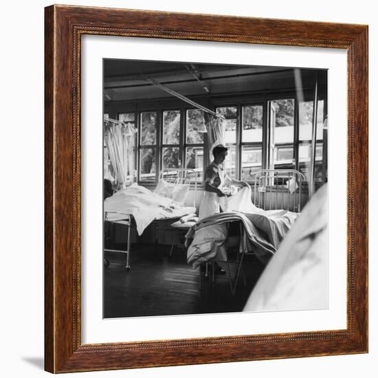 Cadet-Nurse Making a Bed at Queen Mary's Hospital Sidcup-null-Framed Photographic Print