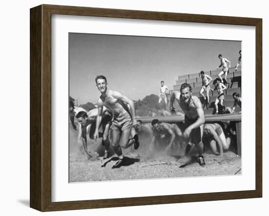 Cadets Running Through Obstacle Course During Training at a Us Navy Air Base-Dmitri Kessel-Framed Photographic Print