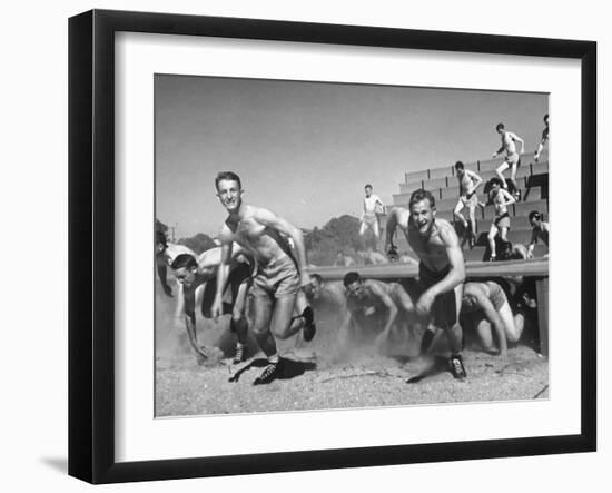 Cadets Running Through Obstacle Course During Training at a Us Navy Air Base-Dmitri Kessel-Framed Photographic Print