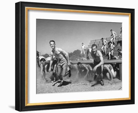 Cadets Running Through Obstacle Course During Training at a Us Navy Air Base-Dmitri Kessel-Framed Photographic Print