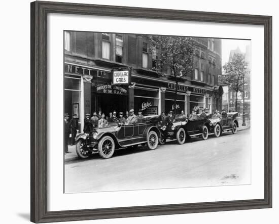 Cadillac Cars Preparing to Start on the Austrian Alpine Trial, 1914-null-Framed Photographic Print