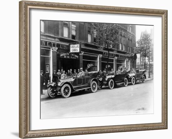 Cadillac Cars Preparing to Start on the Austrian Alpine Trial, 1914-null-Framed Photographic Print