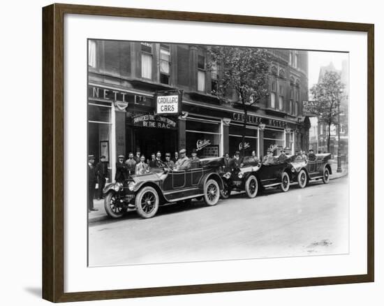 Cadillac Cars Preparing to Start on the Austrian Alpine Trial, 1914-null-Framed Photographic Print