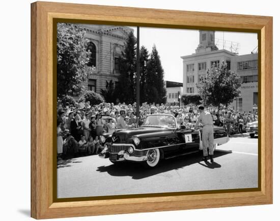 Cadillac Convertible in a Street Parade, USA, (C1958)-null-Framed Premier Image Canvas