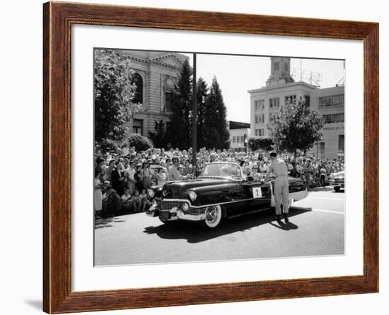 Cadillac Convertible in a Street Parade, USA, (C1958)-null-Framed Photographic Print