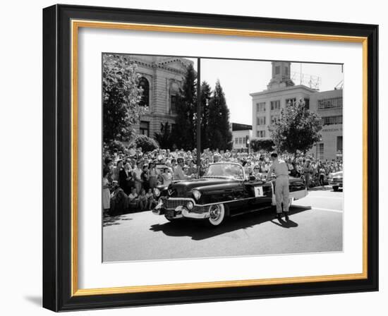 Cadillac Convertible in a Street Parade, USA, (C1958)-null-Framed Photographic Print