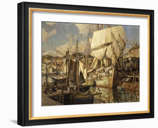 Cadiz Salt Ship, Gloucester Harbor-Frederick John Mulhaupt-Framed Giclee Print