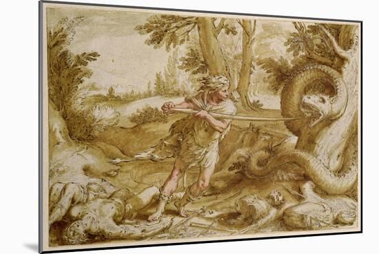 Cadmus About to Attack a Dragon-Hendrik Goltzius-Mounted Giclee Print