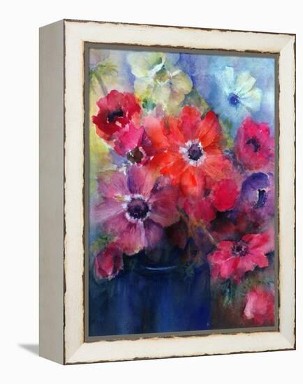 Caen Anemones in a Blue Jug-Karen Armitage-Framed Premier Image Canvas