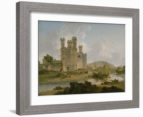 Caernarvon Castle, 1792 (Oil on Canvas)-Julius Caesar Ibbetson-Framed Giclee Print