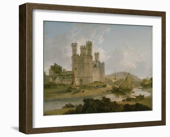 Caernarvon Castle, 1792 (Oil on Canvas)-Julius Caesar Ibbetson-Framed Giclee Print