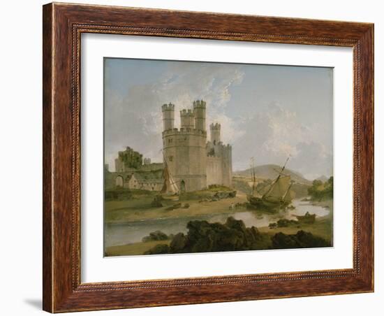 Caernarvon Castle, 1792 (Oil on Canvas)-Julius Caesar Ibbetson-Framed Giclee Print