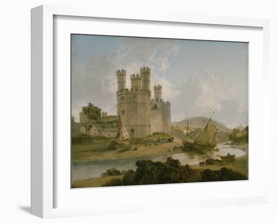 Caernarvon Castle, 1792 (Oil on Canvas)-Julius Caesar Ibbetson-Framed Giclee Print