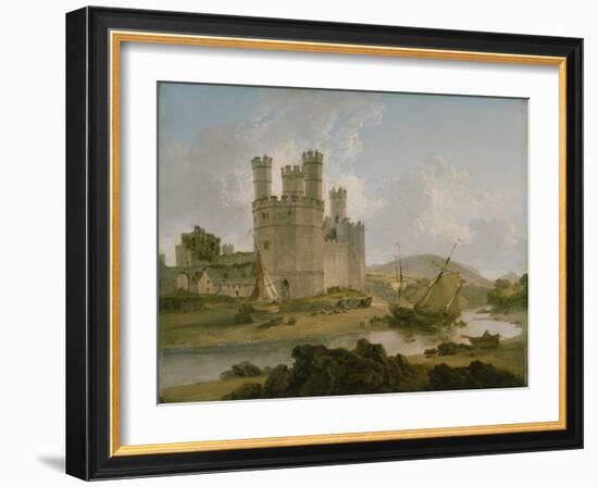 Caernarvon Castle, 1792 (Oil on Canvas)-Julius Caesar Ibbetson-Framed Giclee Print